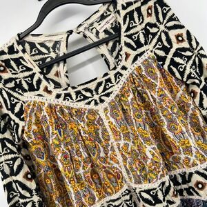 Altar'd State Peasant Blouse Top Medium Boho Floral‎ Print 3/4 Sleeve